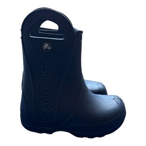Crocs Kids Handle It Rain Boots Navy Blue Waterproof Pull On Size C10